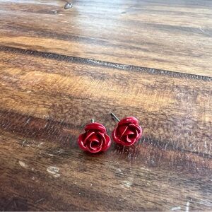 Red Rose Stud Earrings